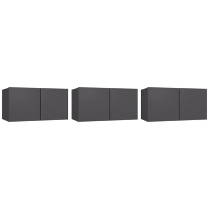 Mobili Porta TV Pensili 3pz Grigi 60x30x30 cm