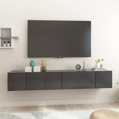 Mobili Porta TV Pensili 3pz Grigi 60x30x30 cm