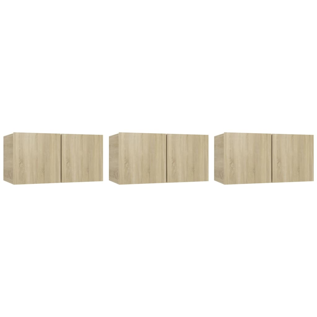Mobili Porta TV Pensili 3pz Rovere Sonoma 60x30x30 cm