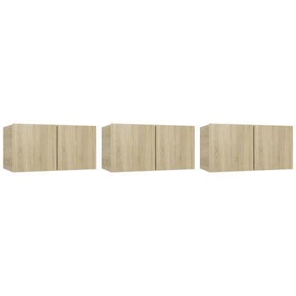 Mobili Porta TV Pensili 3pz Rovere Sonoma 60x30x30 cm