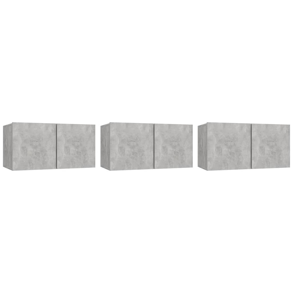 Mobili Porta TV Pensili 3pz Grigio Cemento 60x30x30 cm