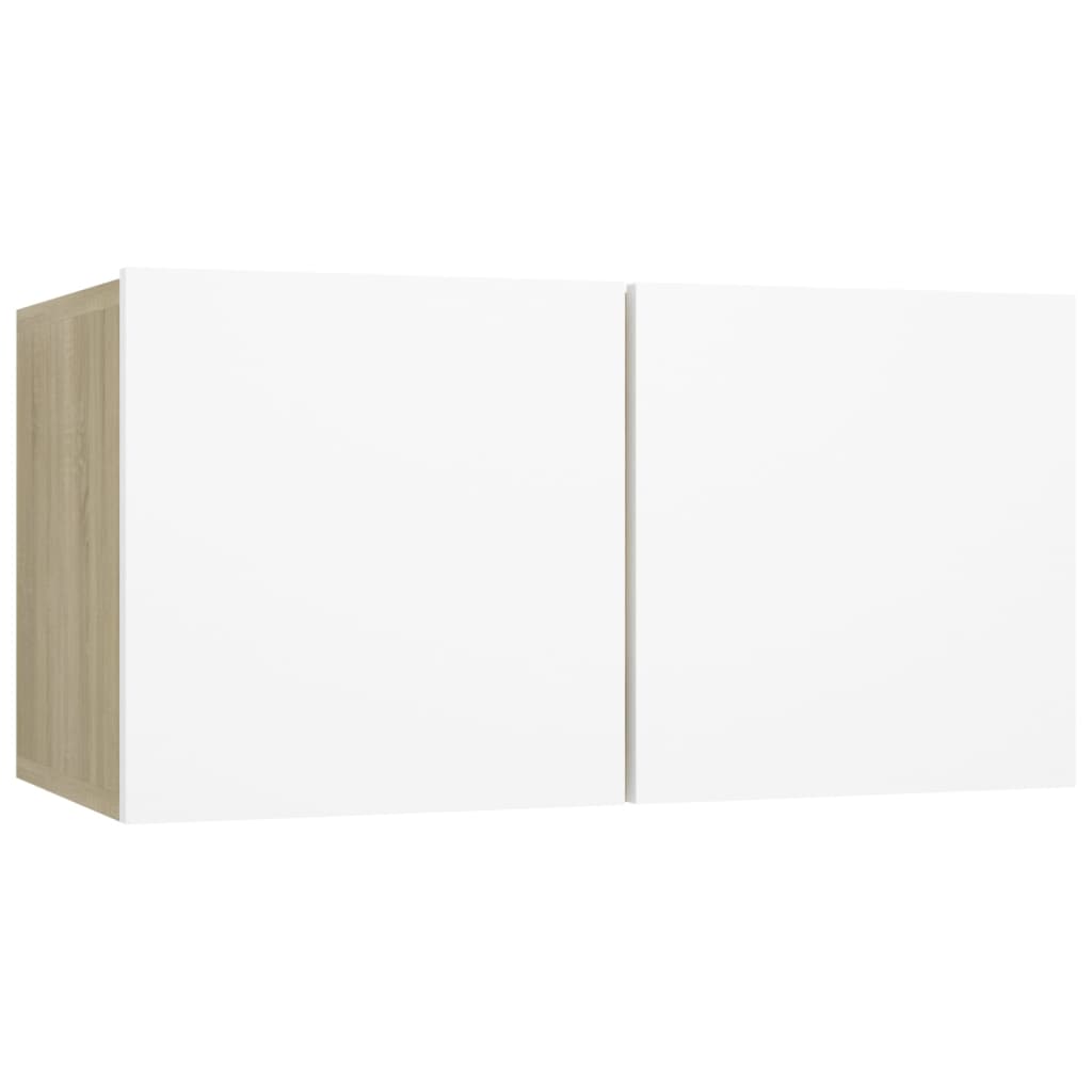 Mobile Porta TV Pensile Bianco e Rovere Sonoma 60x30x30 cm