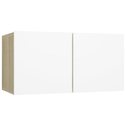 Mobile Porta TV Pensile Bianco e Rovere Sonoma 60x30x30 cm