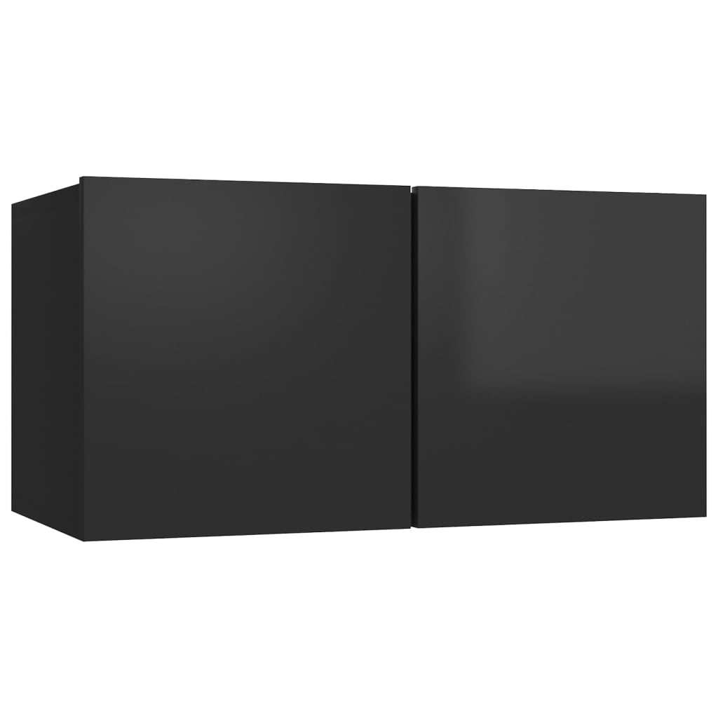 Mobile Porta TV Pensile Nero Lucido 60x30x30 cm