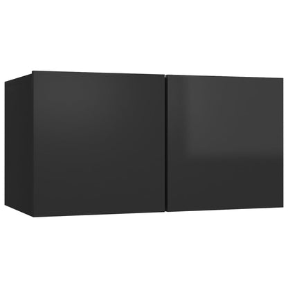 Mobile Porta TV Pensile Nero Lucido 60x30x30 cm