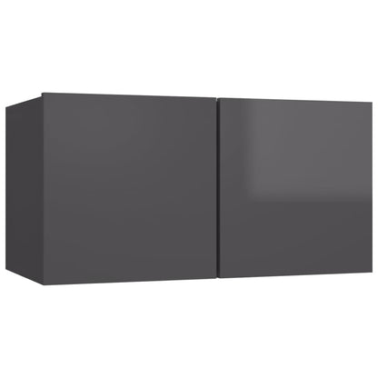 Mobile Porta TV Pensile Grigio Lucido 60x30x30 cm