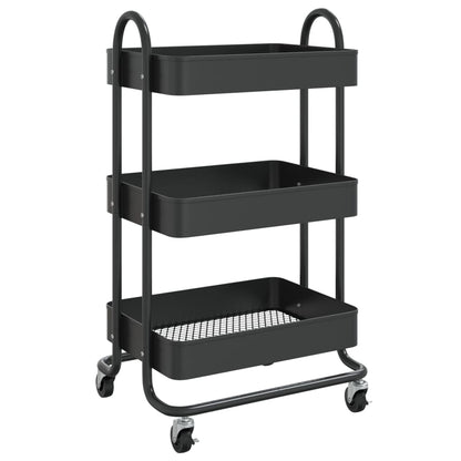 Carrello a 3 Livelli Nero 43x34x79 cm in Acciaio
