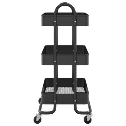 Carrello a 3 Livelli Nero 43x34x79 cm in Acciaio