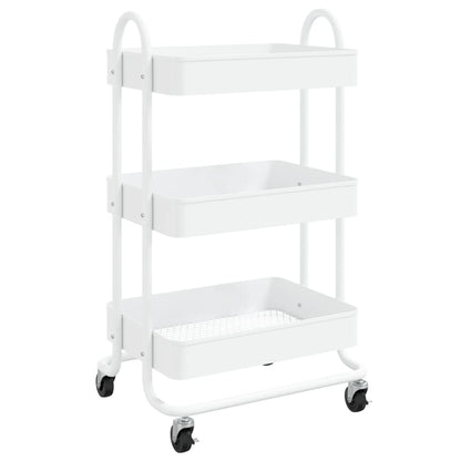 Carrello a 3 Livelli Bianco 43x34x79 cm in Acciaio
