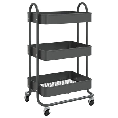 Carrello a 3 Livelli Antracite 43x34x79 cm in Acciaio