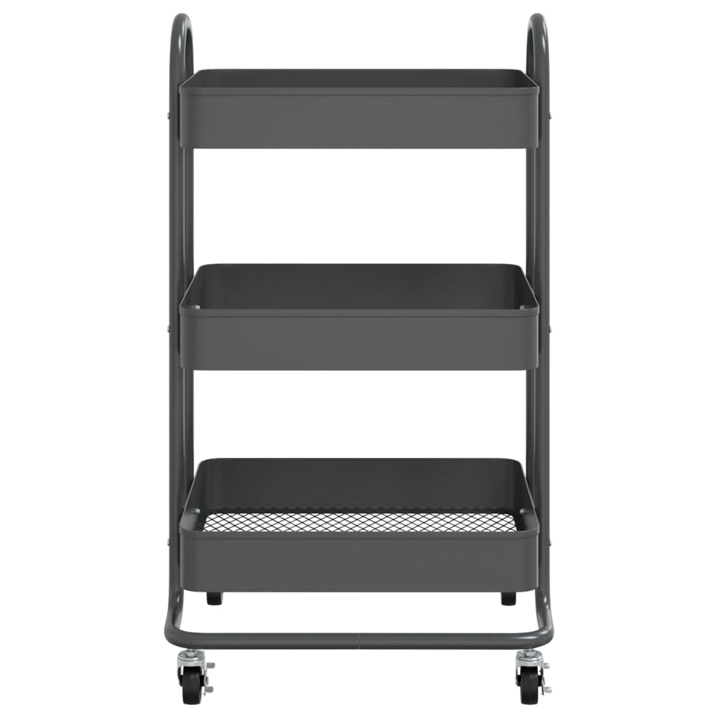 Carrello a 3 Livelli Antracite 43x34x79 cm in Acciaio