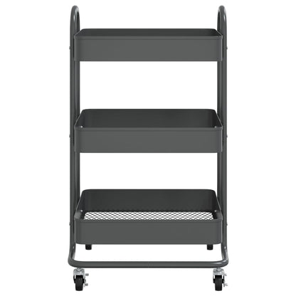 Carrello a 3 Livelli Antracite 43x34x79 cm in Acciaio