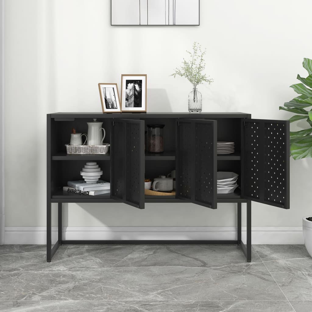 Credenza Nera 105x35x75 cm in Acciaio
