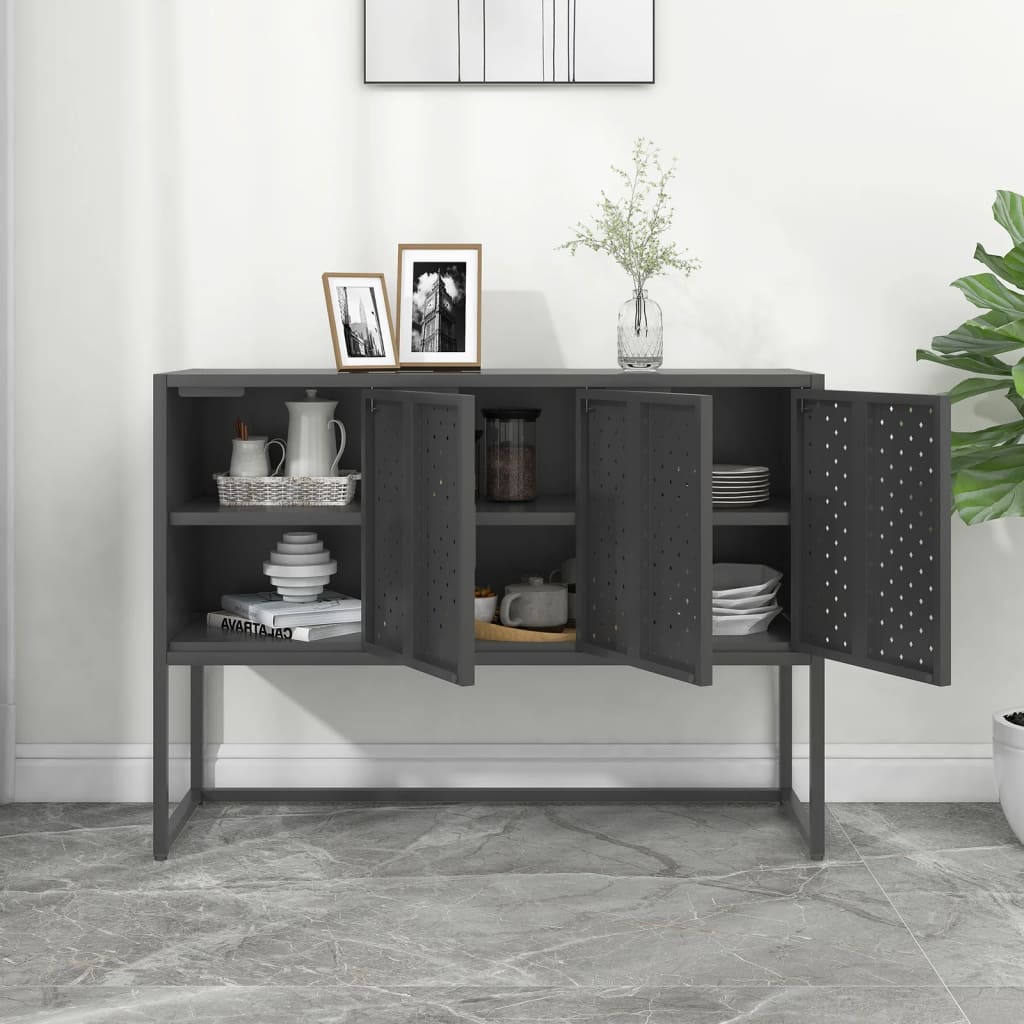 Credenza Antracite 105x35x75 cm in Acciaio