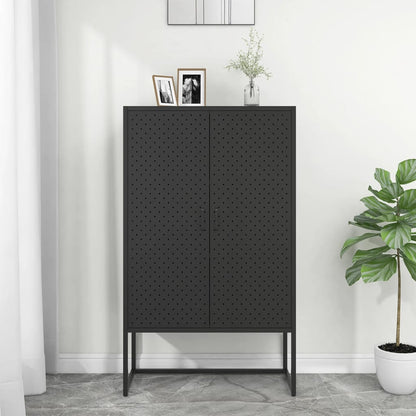 Credenza Alta Nera 80x35x135 cm in Acciaio
