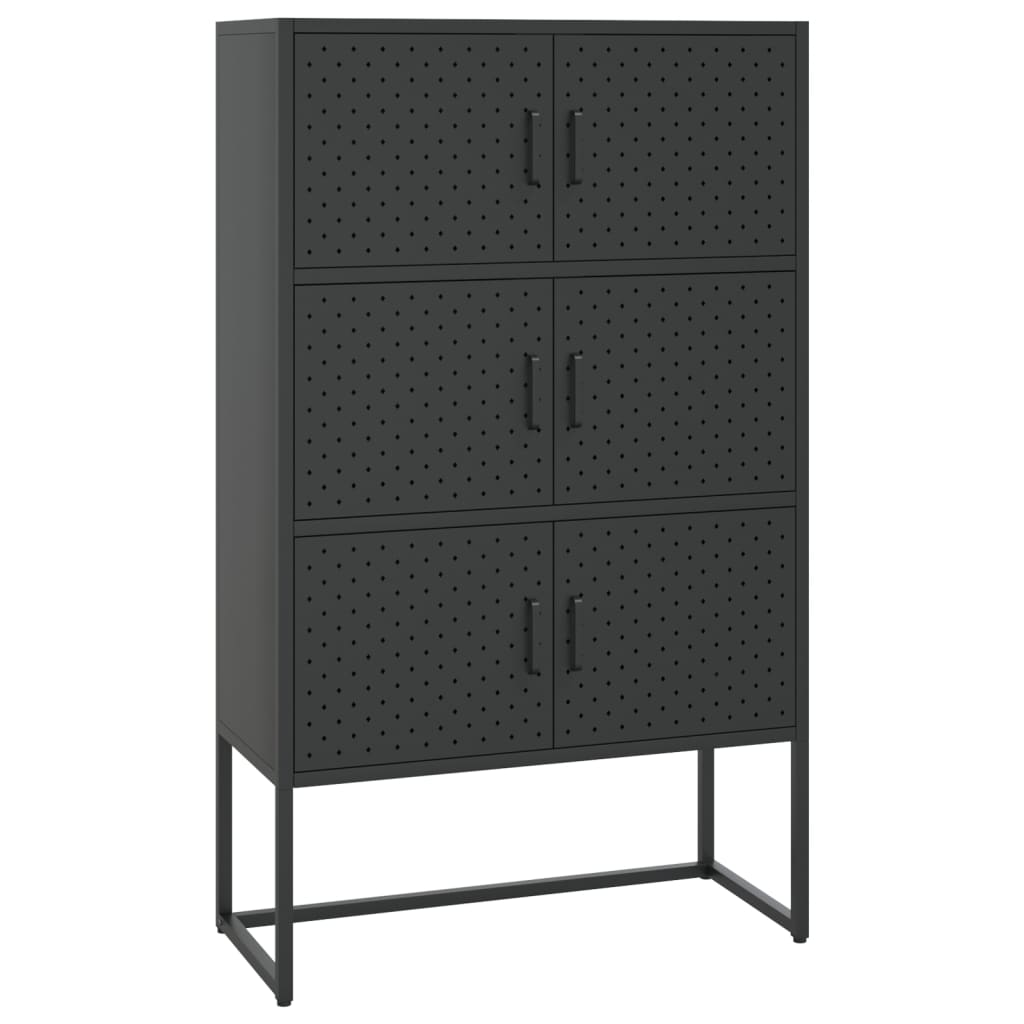Credenza Alta Nera 80x35x135 cm in Acciaio