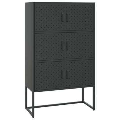 Credenza Alta Nera 80x35x135 cm in Acciaio