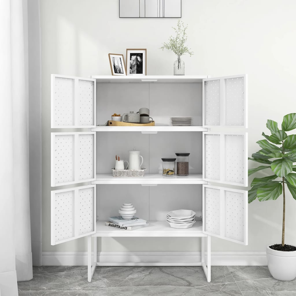 Credenza Alta Bianca 80x35x135 cm in Acciaio
