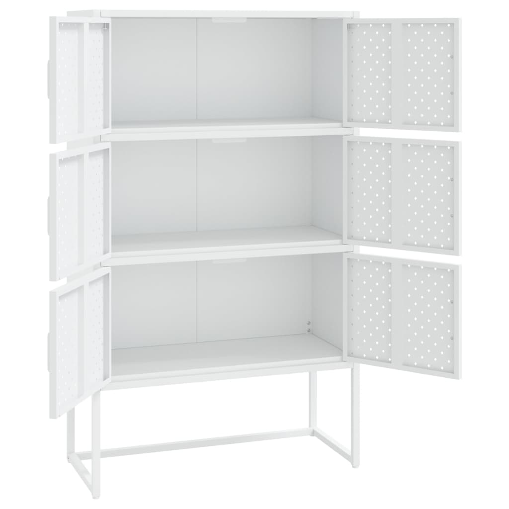 Credenza Alta Bianca 80x35x135 cm in Acciaio
