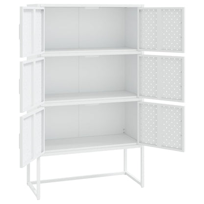 Credenza Alta Bianca 80x35x135 cm in Acciaio