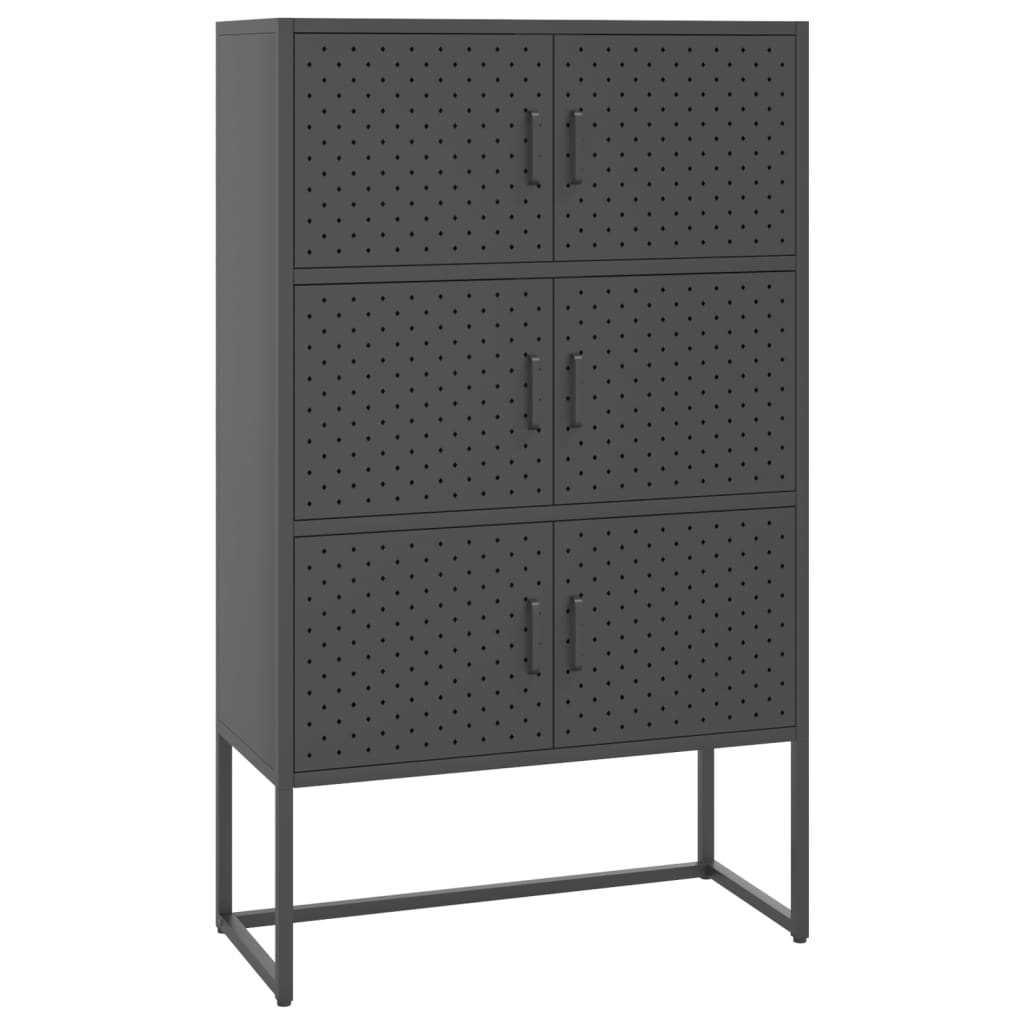 Credenza Alta Antracite 80x35x135 cm in Acciaio