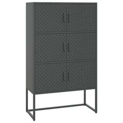 Credenza Alta Antracite 80x35x135 cm in Acciaio