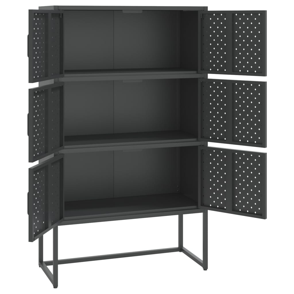 Credenza Alta Antracite 80x35x135 cm in Acciaio