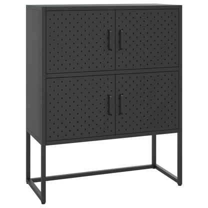 Credenza Alta Nera 80x35x100 cm in Acciaio