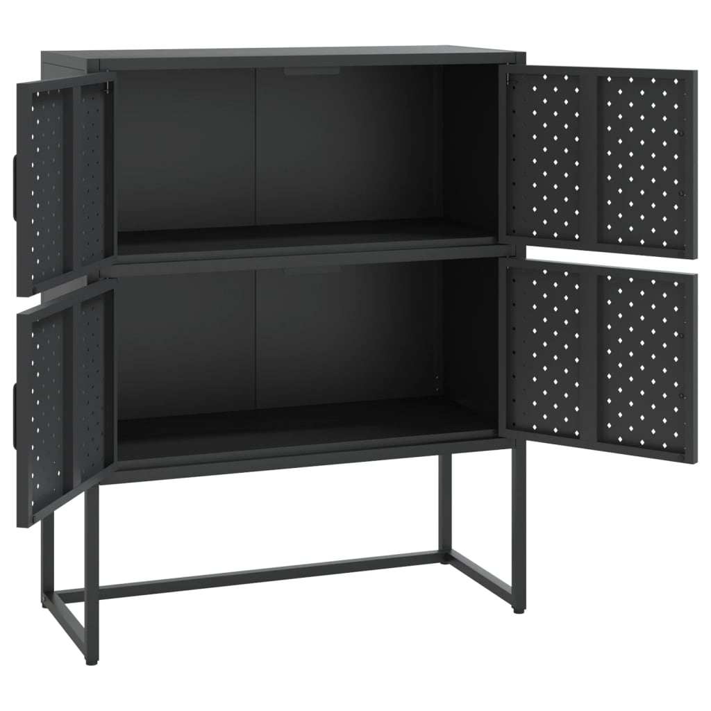 Credenza Alta Nera 80x35x100 cm in Acciaio