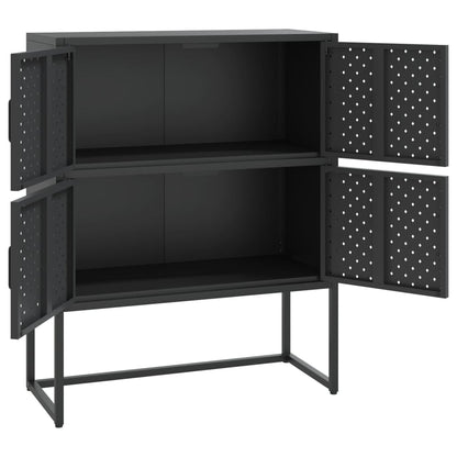 Credenza Alta Nera 80x35x100 cm in Acciaio