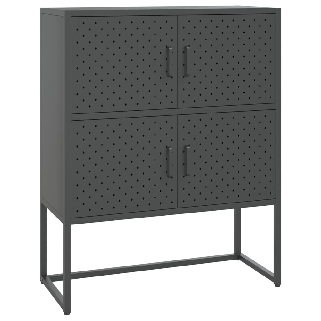Credenza Alta Antracite 80x35x100 cm in Acciaio