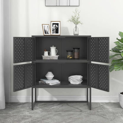 Credenza Alta Antracite 80x35x100 cm in Acciaio