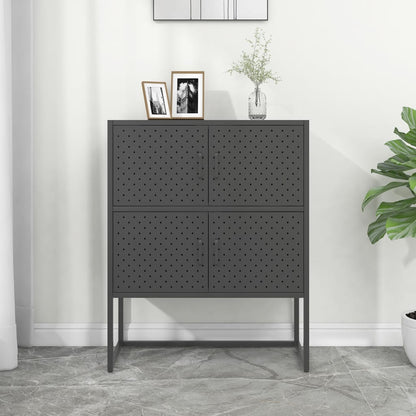 Credenza Alta Antracite 80x35x100 cm in Acciaio