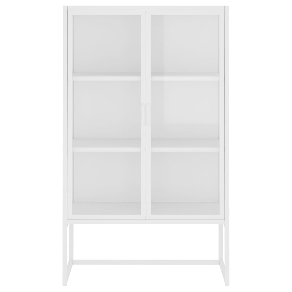 Credenza Alta Bianca 80x35x135 cm Acciaio e Vetro Temperato