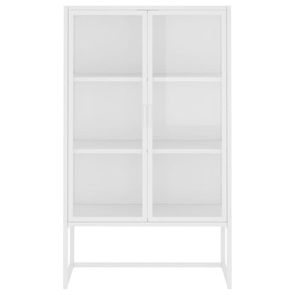 Credenza Alta Bianca 80x35x135 cm Acciaio e Vetro Temperato