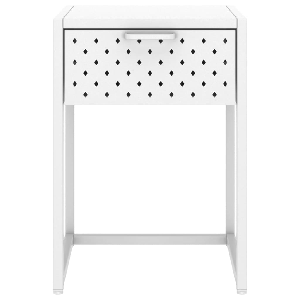 Comodino Bianco 38x35x54 cm in Acciaio