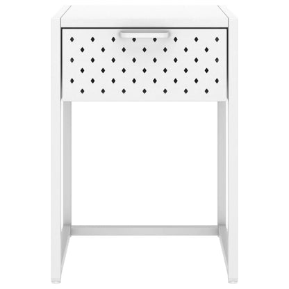 Comodino Bianco 38x35x54 cm in Acciaio
