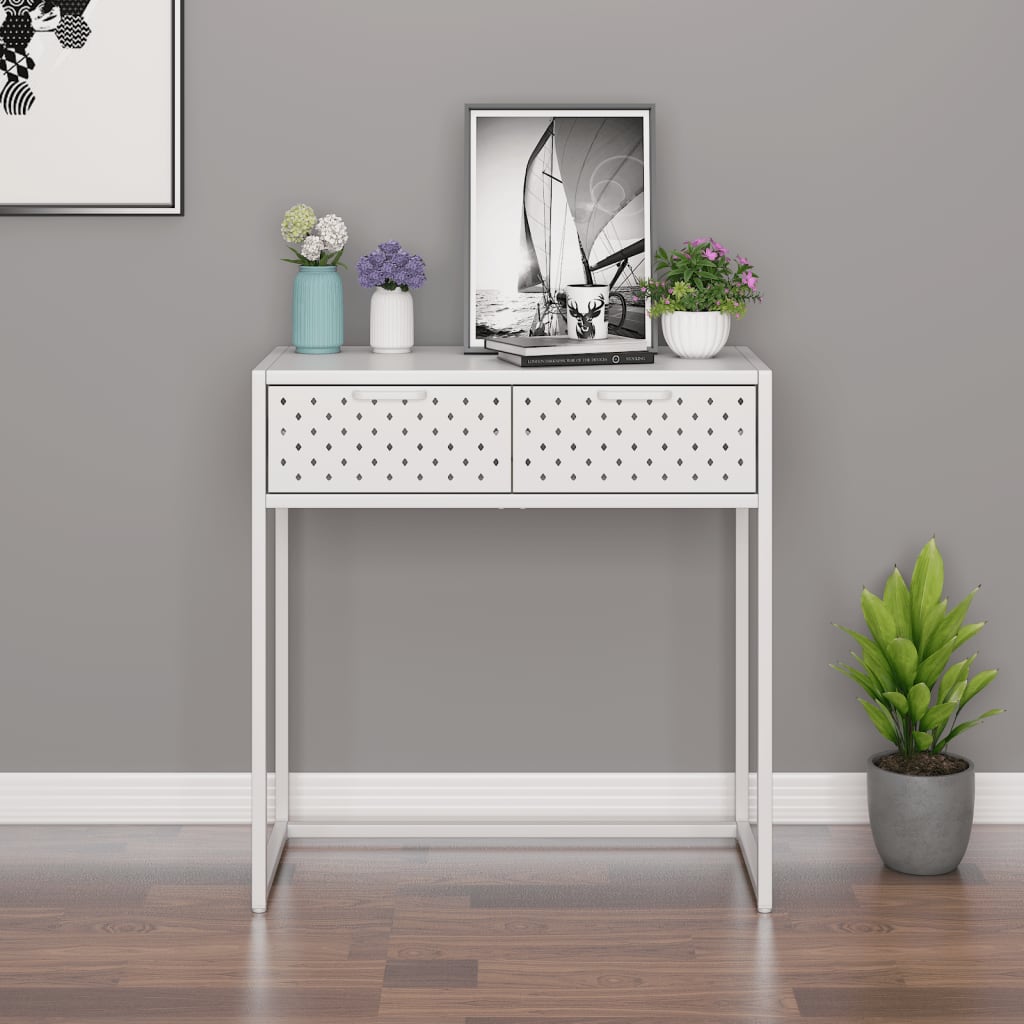 Tavolo Consolle Bianco 72x35x75 cm in Acciaio