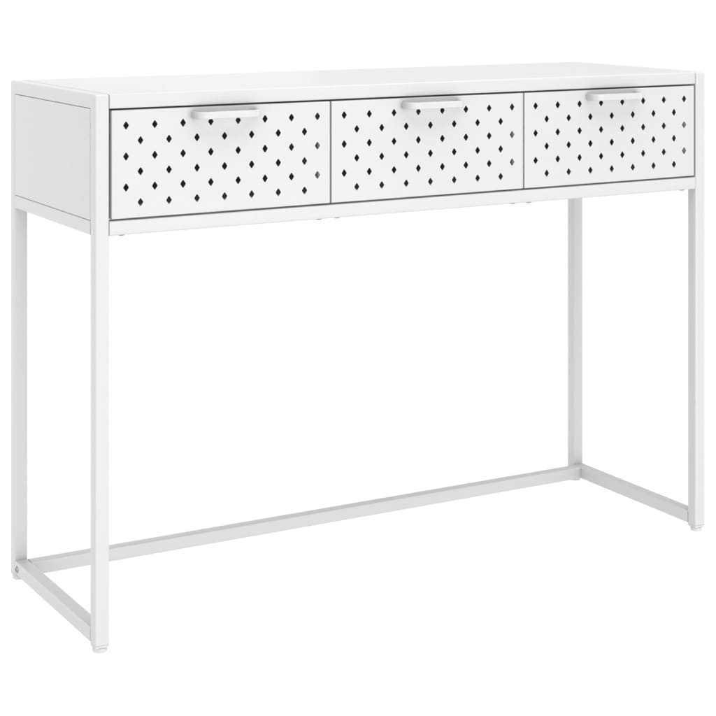 Tavolo Consolle Bianco 106x35x75 cm in Acciaio