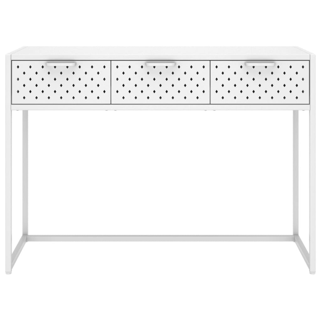 Tavolo Consolle Bianco 106x35x75 cm in Acciaio