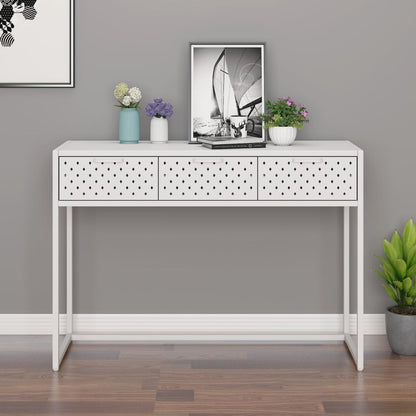 Tavolo Consolle Bianco 106x35x75 cm in Acciaio