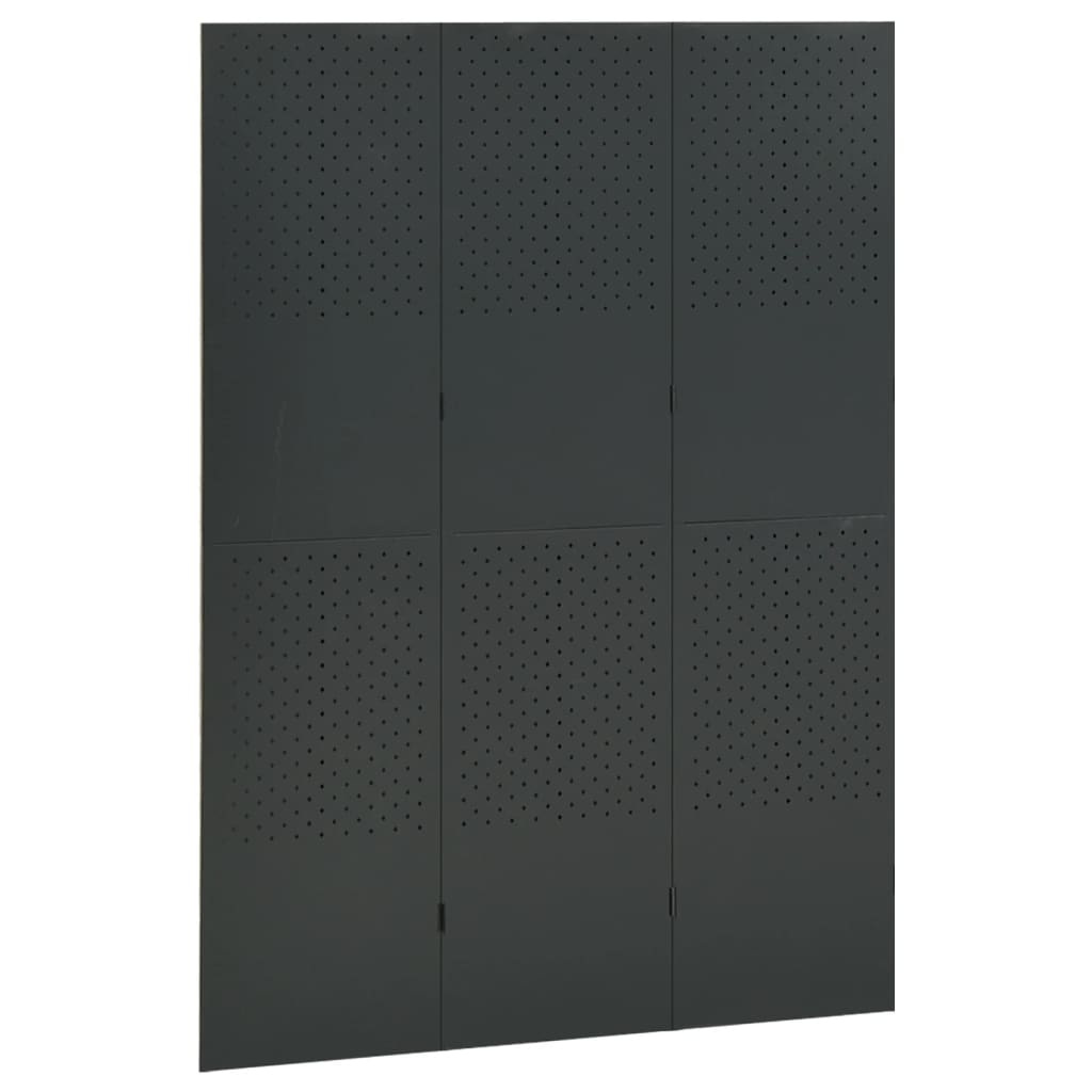Paravento a 3 Pannelli Antracite 120x180 cm in Acciaio