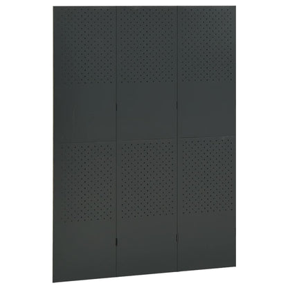 Paravento a 3 Pannelli Antracite 120x180 cm in Acciaio