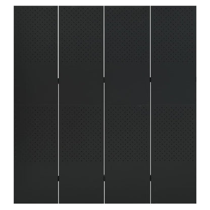 Paravento a 4 Pannelli Nero 160x180 cm in Acciaio