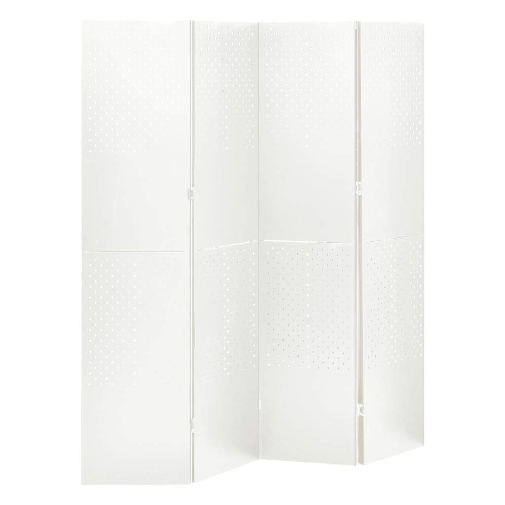 Paravento a 4 Pannelli Bianco 160x180 cm in Acciaio