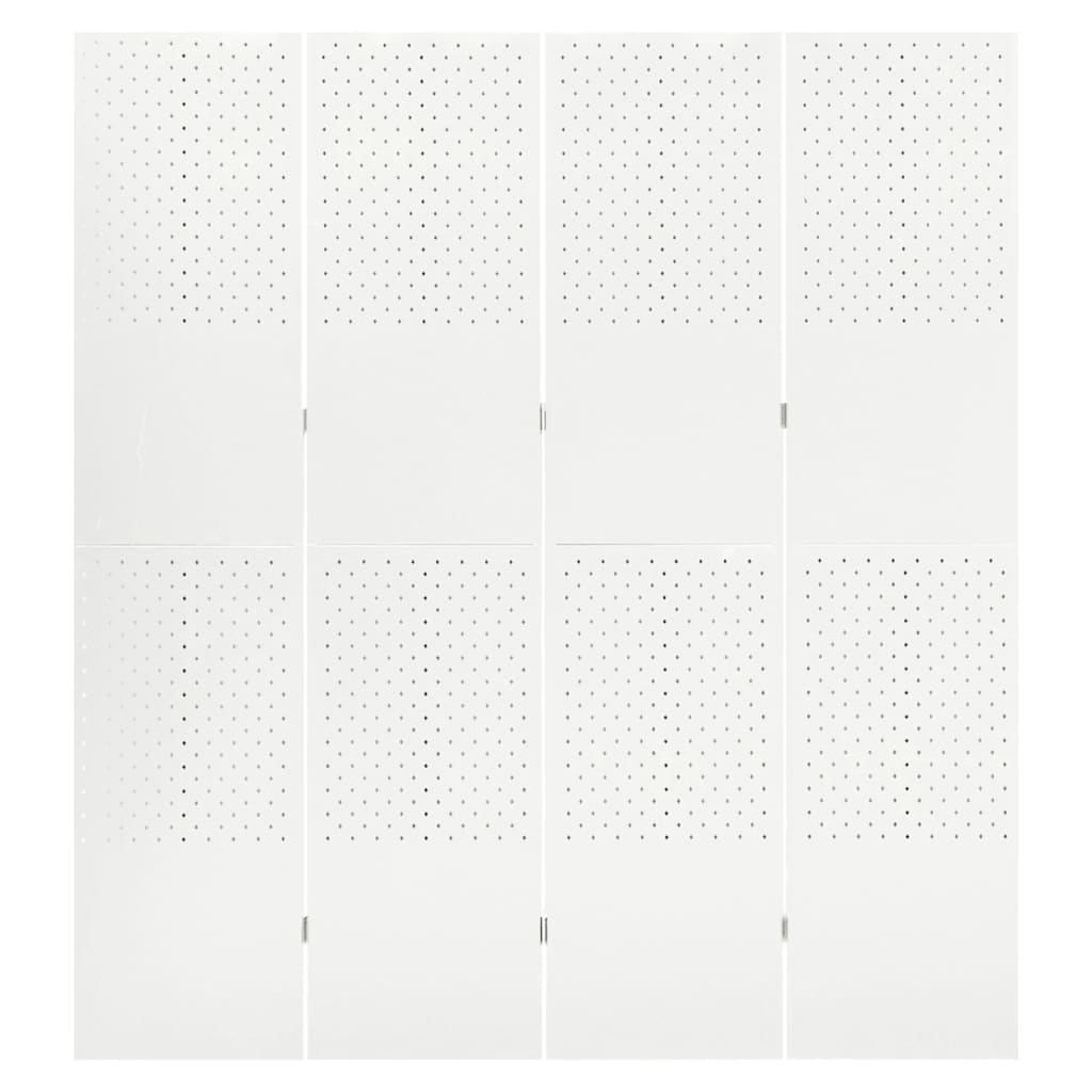 Paravento a 4 Pannelli Bianco 160x180 cm in Acciaio