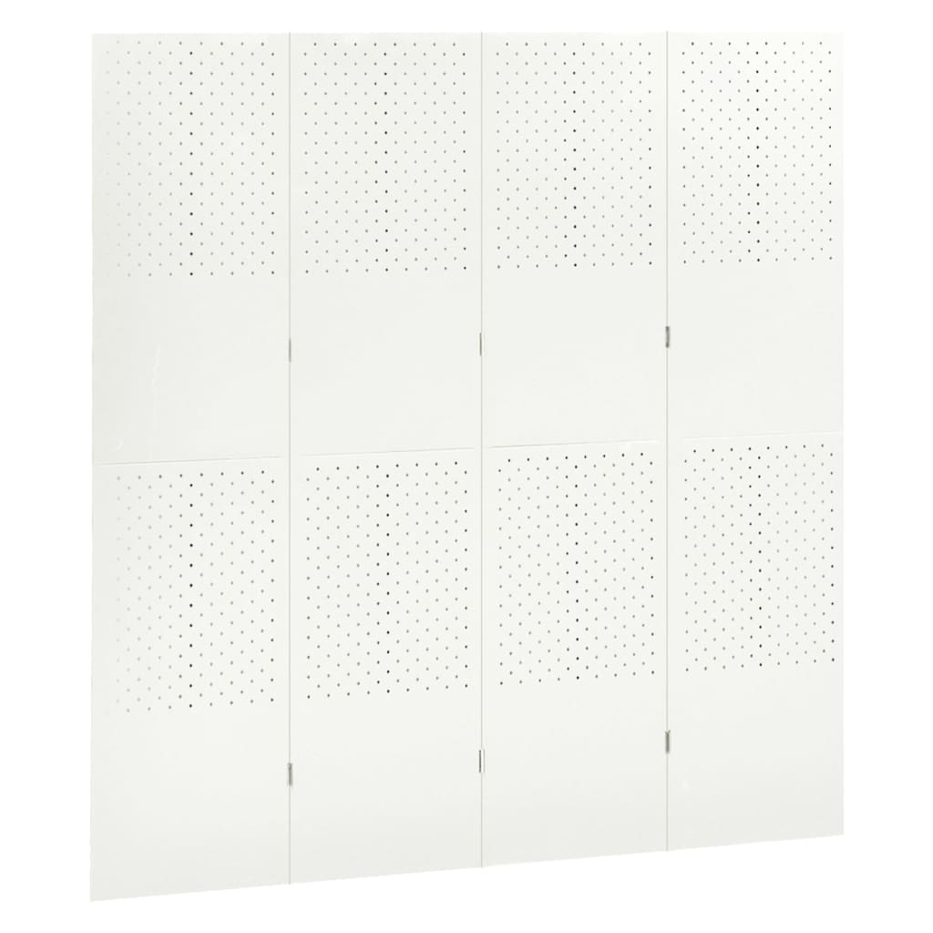 Paravento a 4 Pannelli Bianco 160x180 cm in Acciaio