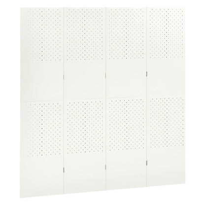 Paravento a 4 Pannelli Bianco 160x180 cm in Acciaio