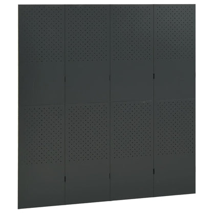 Paravento a 4 Pannelli Antracite 160x180 cm in Acciaio