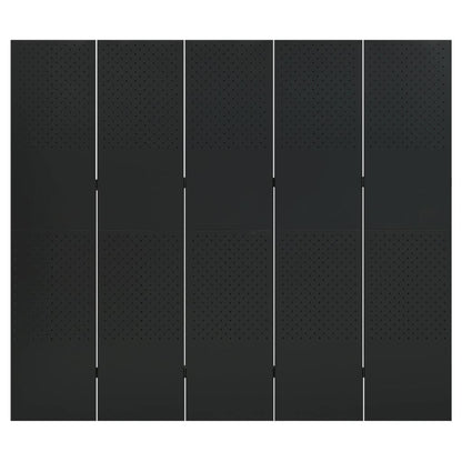 Paravento a 5 Pannelli Nero 200x180 cm in Acciaio